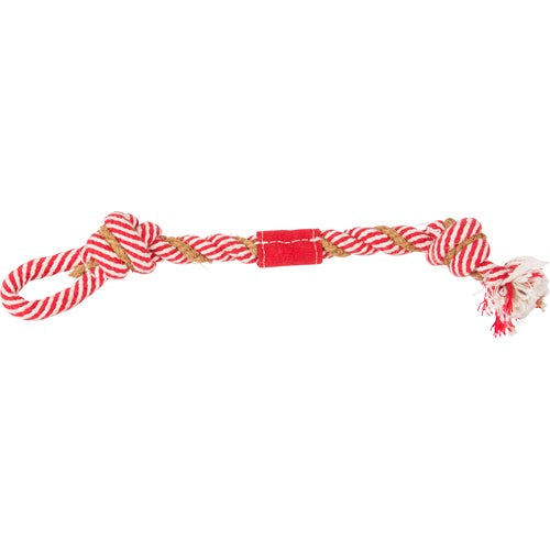Et lille Rebdummy med kokosfibre - aflang reblegetøj, der måler 33 cm i længden. (osmedkaeledyr.dk)