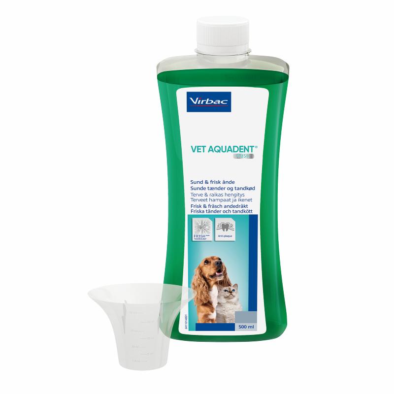 Virbac Vet Aquadent 250 eller 500 ml Anti-plak opløsning til drikkevandet