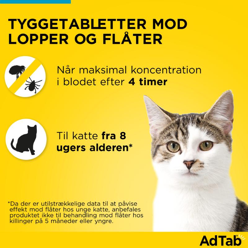 AdTab loppemiddel og flåtmiddel til kat 0,5-2 kg, 3 stk.