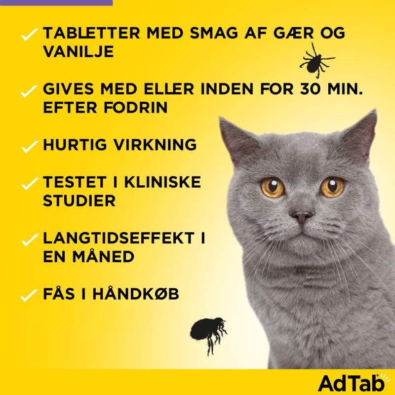 AdTab loppemiddel og flåtmiddel til kat 0,5-2 kg, 3 stk.