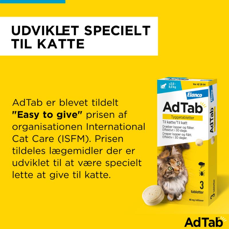 AdTab loppemiddel og flåtmiddel til kat 0,5-2 kg, 3 stk.