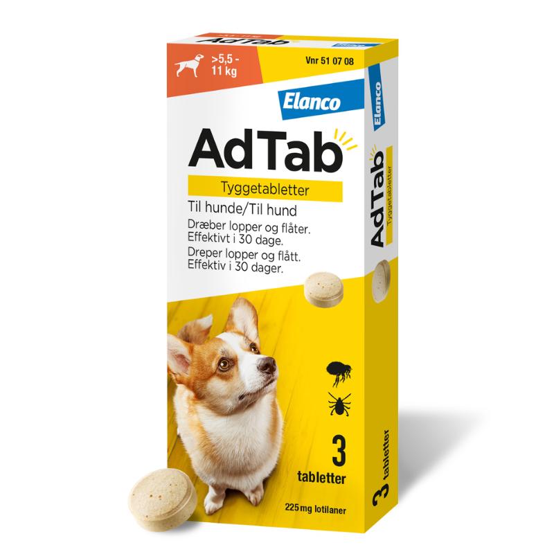AdTab piller mod lopper og flåter til hund 5,5-11 kg - 3-pak