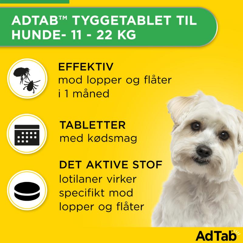 AdTab piller mod lopper og flåter til hund 1,3-2,5 kg - 3-pak