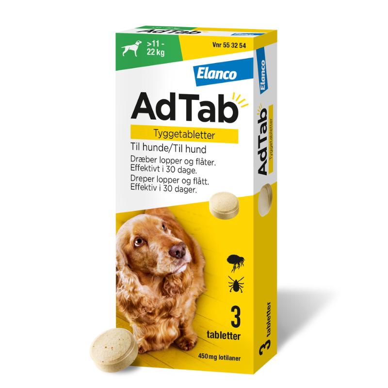 AdTab piller mod lopper og flåter til hund 11-22 kg - 3-pak