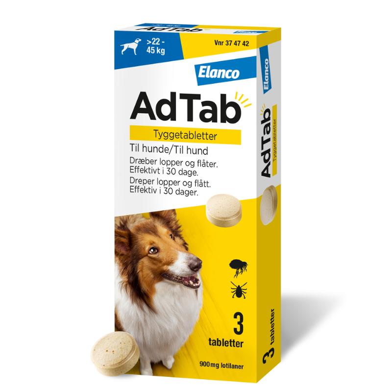 AdTab piller mod lopper og flåter til hund 22-45 kg - 3-pak
