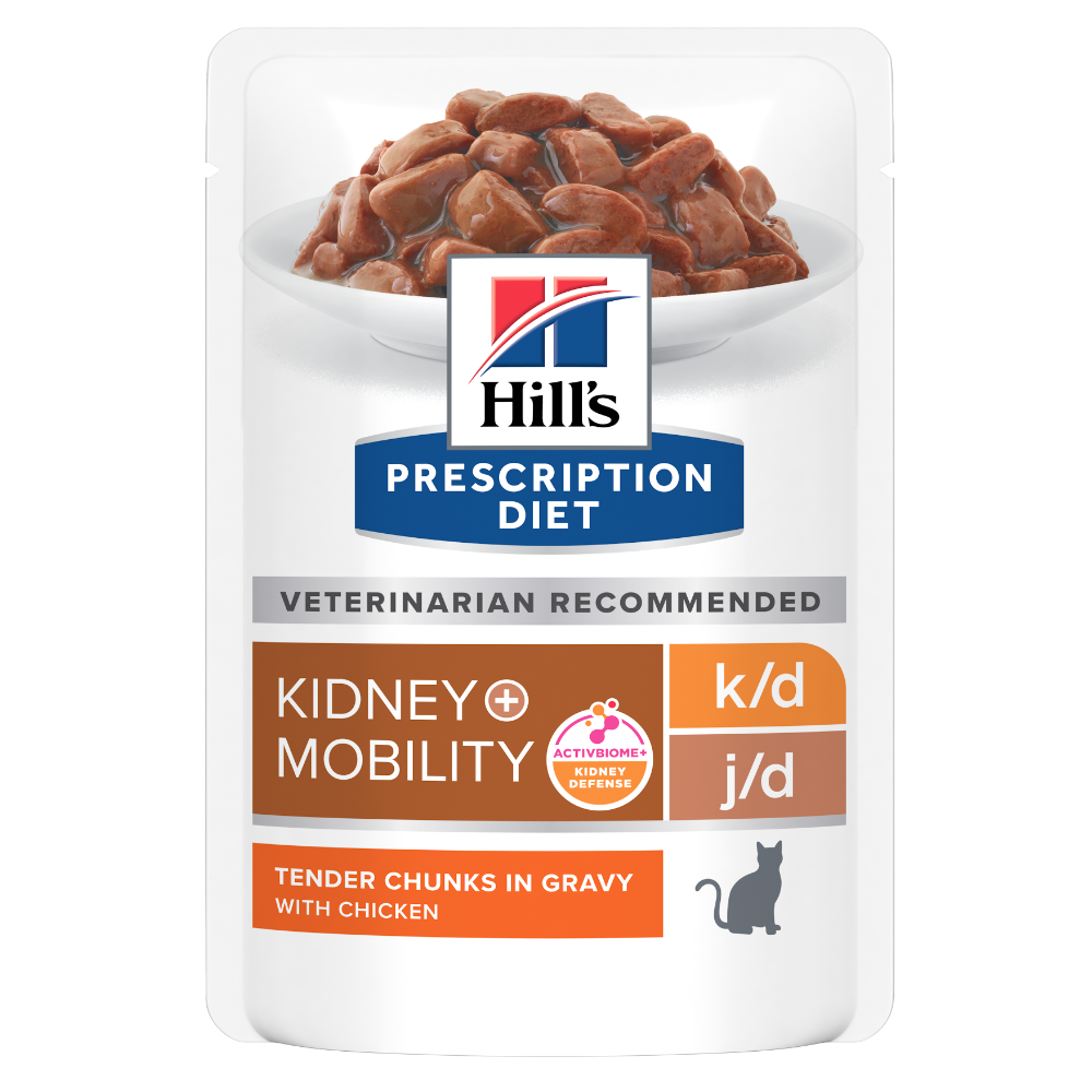 Hill's PRESCRIPTION DIET k/d + Mobility vådfoder til katte - 12x85g portionsposer (Kylling)