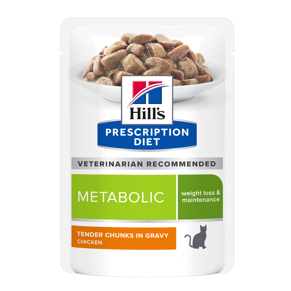 Hill’s PRESCRIPTION DIET Metabolic vådfoder til katte - vægttabsfoder med kylling eller havfisk