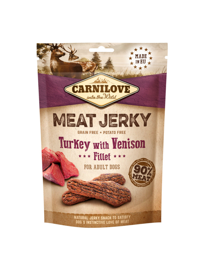 Hundegodbidder Kornfri Kalkun med Vildt - MEAT JERKY Fillet