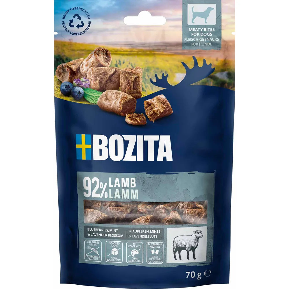 Bozita Meaty Bites med lam 70 g – Svenske Kornfri Hundegodbidder