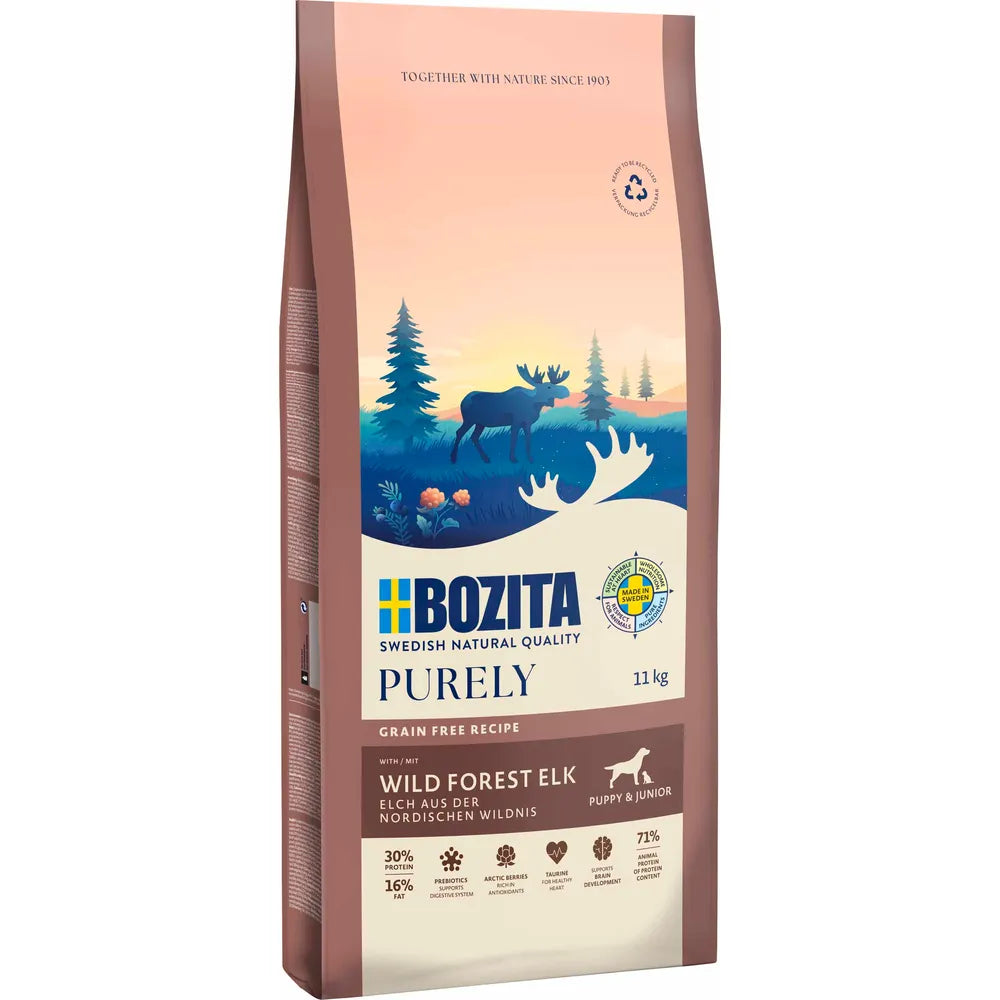 Bozita Purely Puppy & Junior Elk – kornfrit hvalpefoder fra Sverige