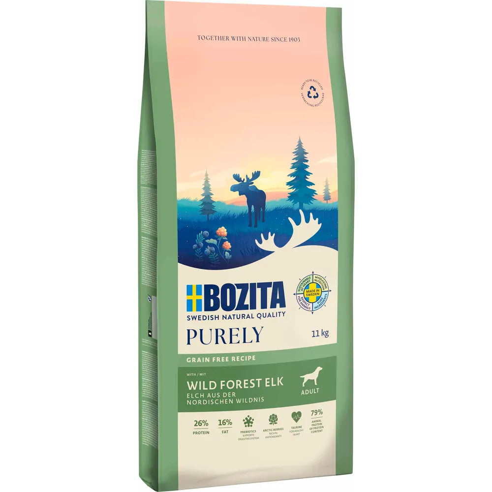 Bozita Purely Adult Elk – Kornfrit tørfoder med elg til voksne hunde
