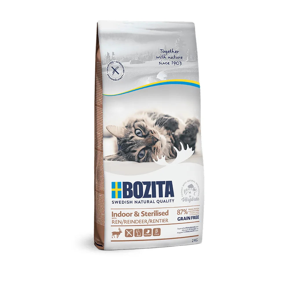 Bozita Indoor & Sterilized Kornfri Rensdyr – Til voksne, inde- og steriliserede katte