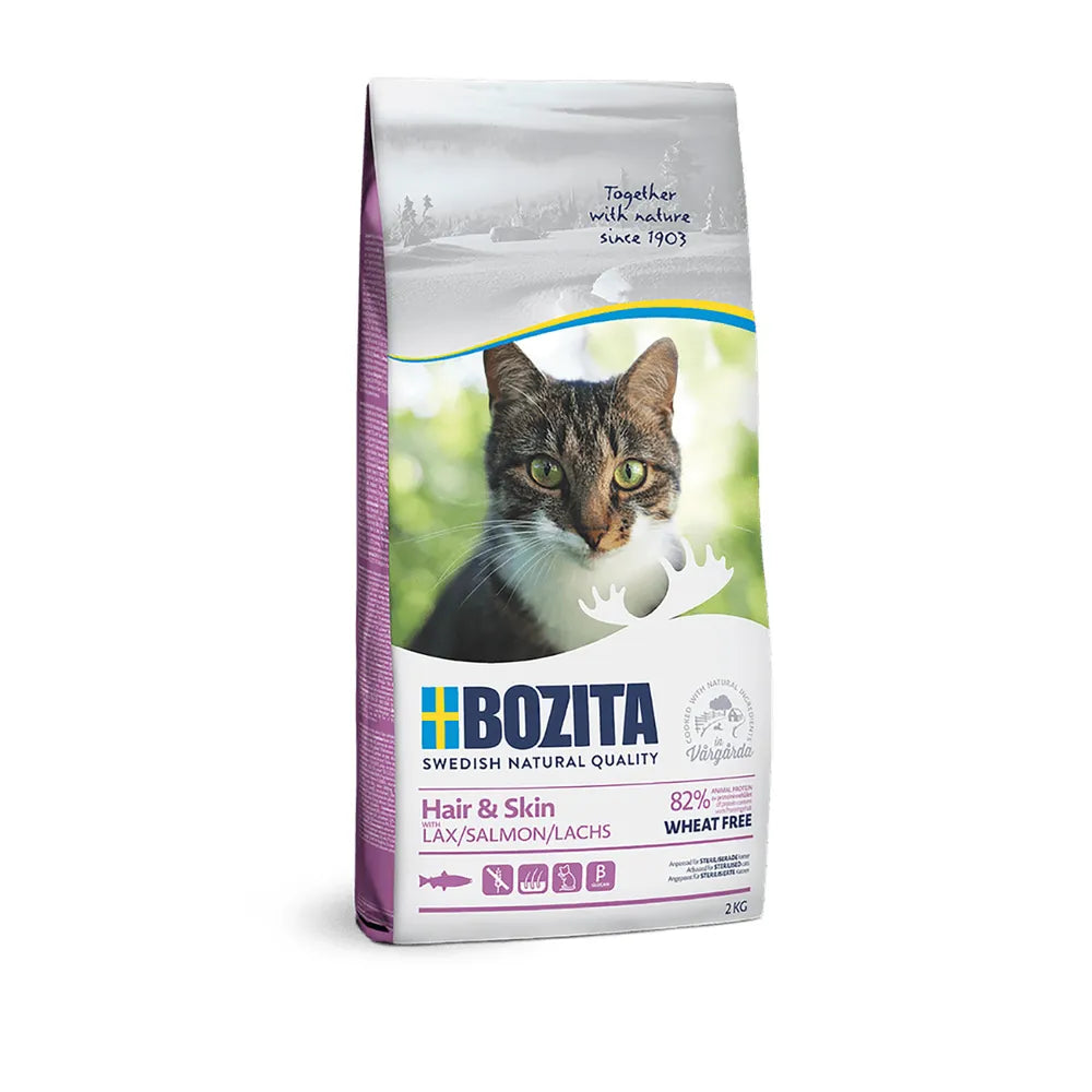 Bozita Hair & Skin Wheat Free med laks tørfoder til katte