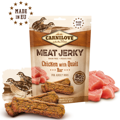 Hundegodbidder Kornfri Kylling med vagtel - MEAT JERKY Fillet