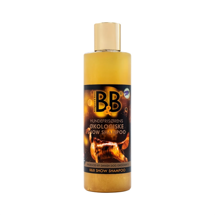 B&B økologisk Showshampoo med guld Mica- giver pelsen et ekstra løft