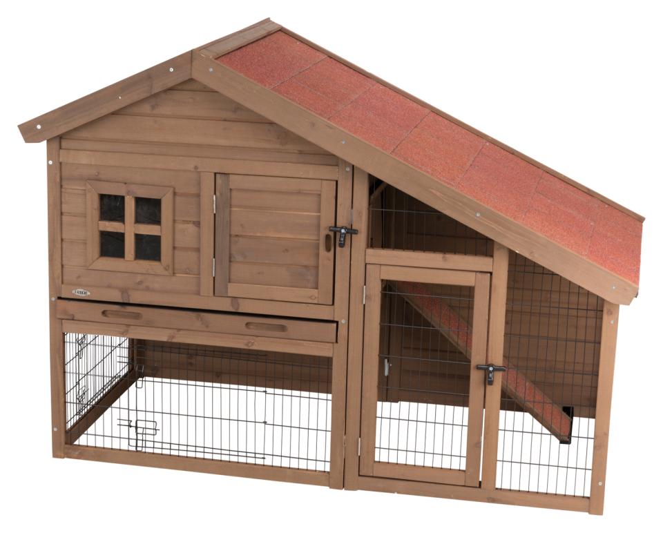 Kaninbur udendørs, lækkert bur med stor løbegård. 151x107x80 cm - Leveret gratis lige til døren