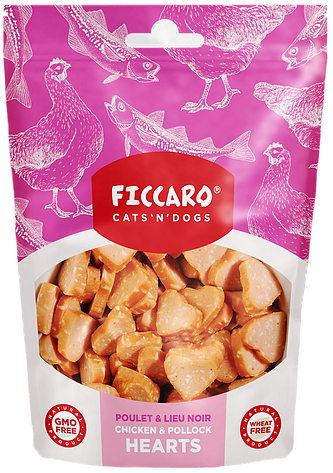 Hundegodbidder fra FICCARO, kylling & fiske hjerter