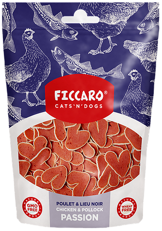 Hundegodbidder fra FICCARO, kylling & fisk, hjerter