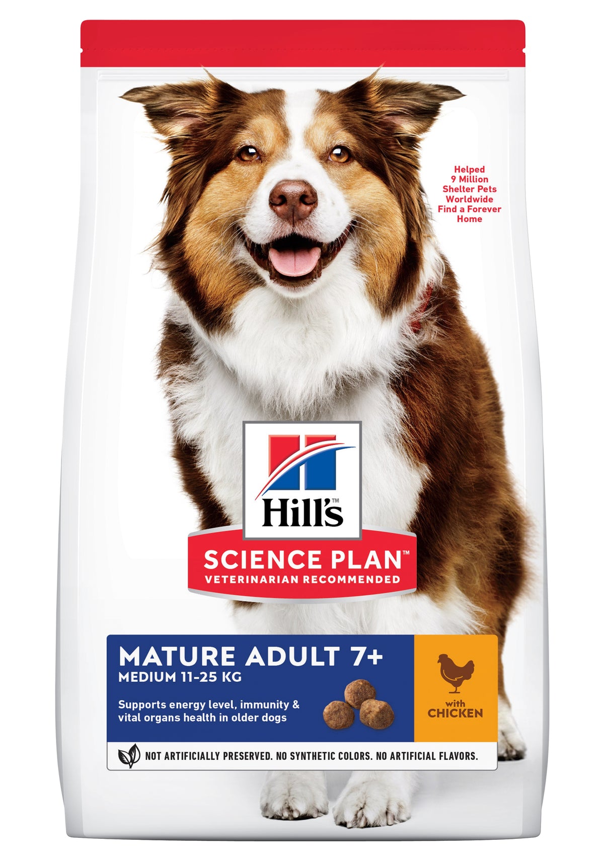 Hills tørfoder med kylling til voksne/senior mellemstore hunde 7+