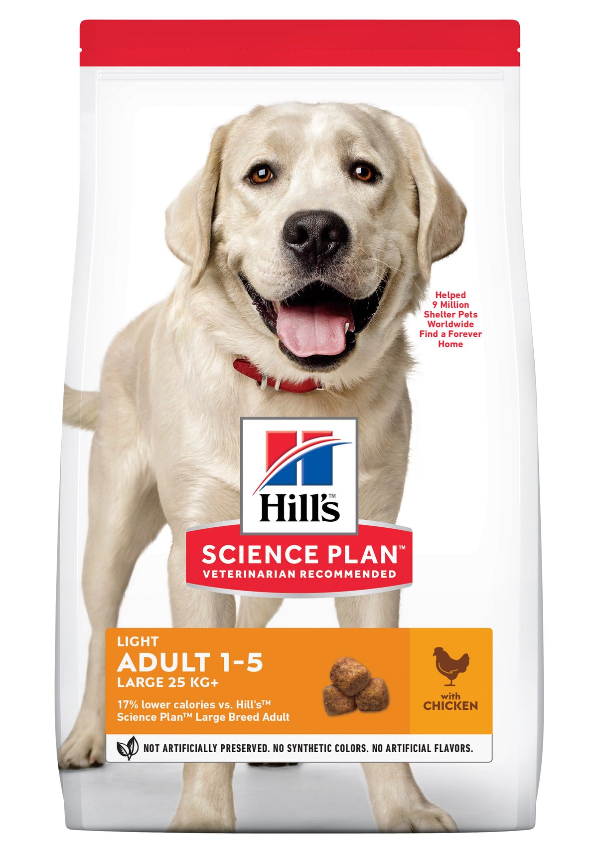 Hundefoder fra Hills, Light, tørfoder m/ kylling til voksne store hunde 1-5år