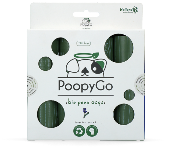 Høm Høm hundeposer, miljøvenlige fra PoopyGo, 120 poser (8 ruller á 15 poser)