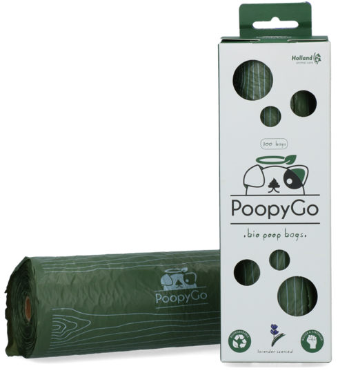 PoopyGo rulle - grøn. Denne pakke indeholder Høm Høm hundeposer, miljøvenlige fra PoopyGo 300 poser duftet med en dejlig lavendelduft. Perfekt til ansvarlige kæledyrsejere, der ønsker at holde deres omgivelser rene og friske og samtidig bevare miljøvenlighed.
