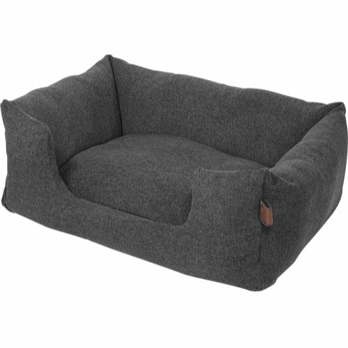 En Fantail grå hundeseng med memory skum på hvid baggrund.