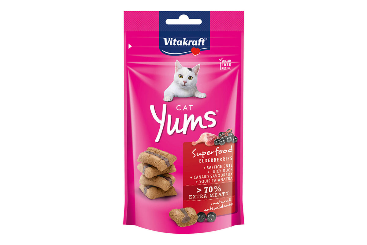 Kattegodbid med and og hyldebær, Cat Yums